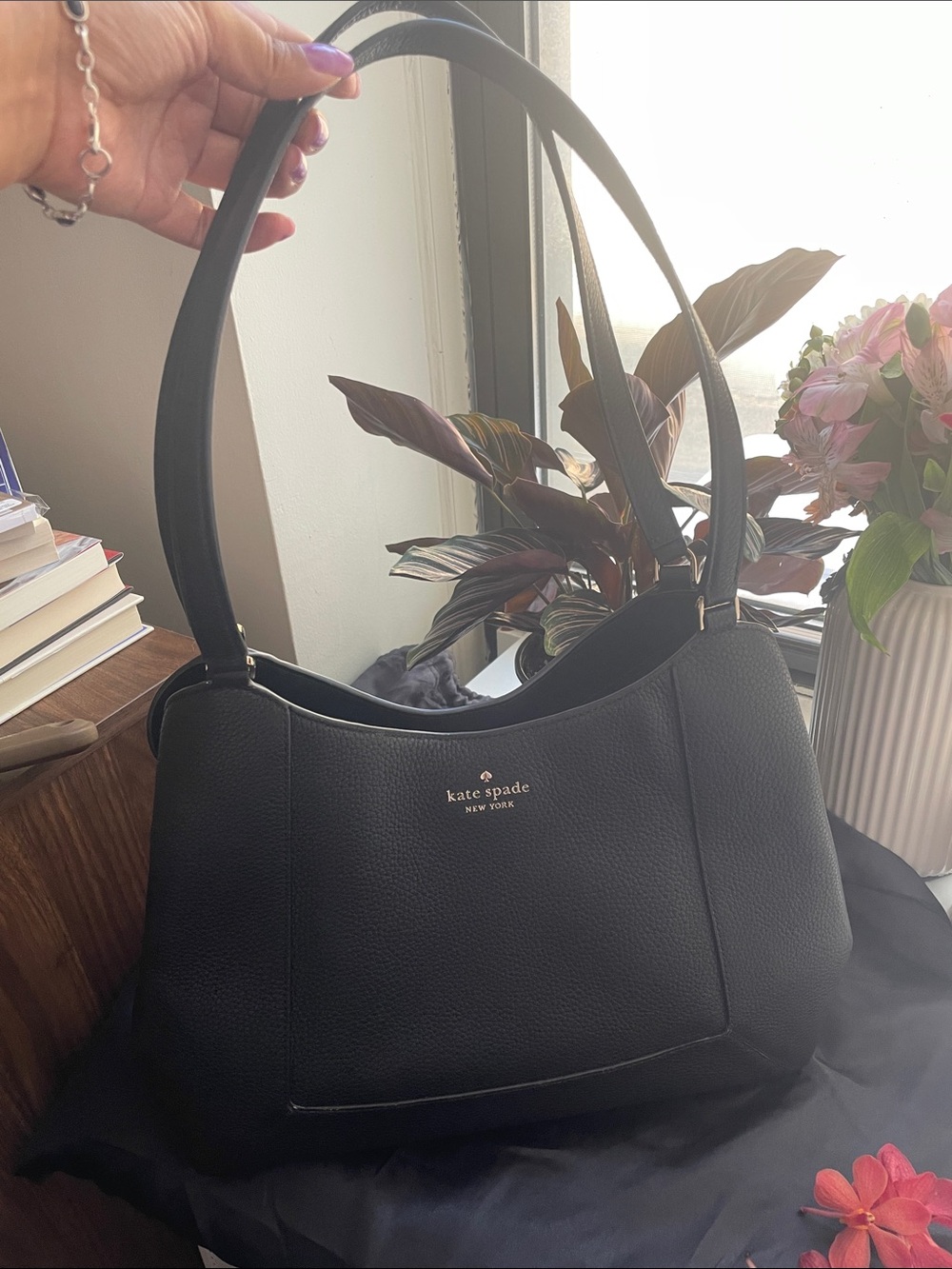 kate spade Black Pebbled LENA Shoulder Bag